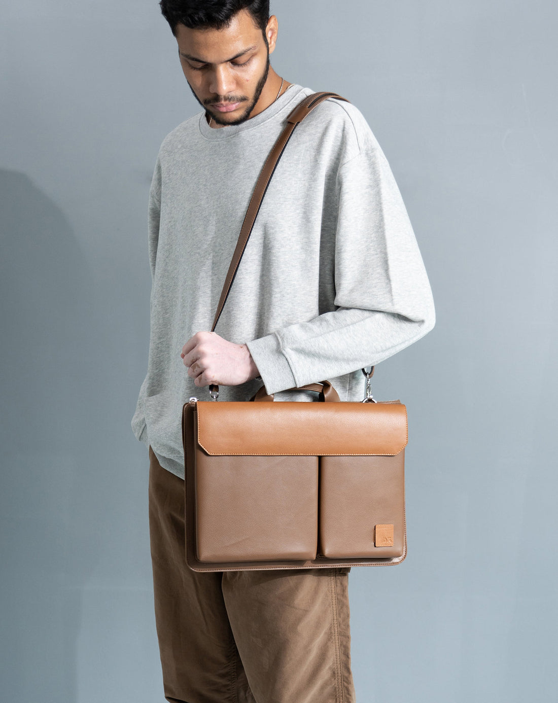Daily Objects | Brown-Tan Urban Tech Brief Bag - Medium