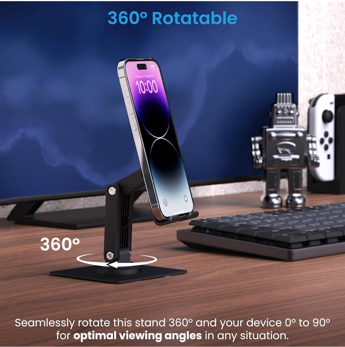 Ambrane 360° Rotation, Foldable Design Mobile Stand