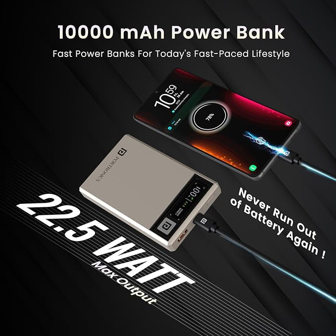 Portronics | Luxcell MagClick 10k 10000 mAh 15W Magnetic Wireless Fast Charging Nano Power Bank