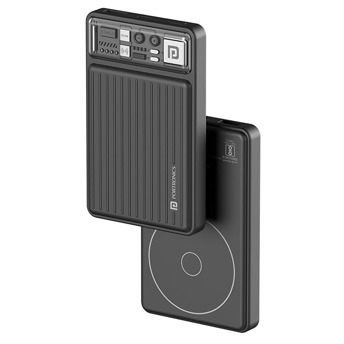 Portronics | Luxcell Wireless Mini 10k 10000mAh 15W Magnetic Wireless Fast Charging Nano Power Bank