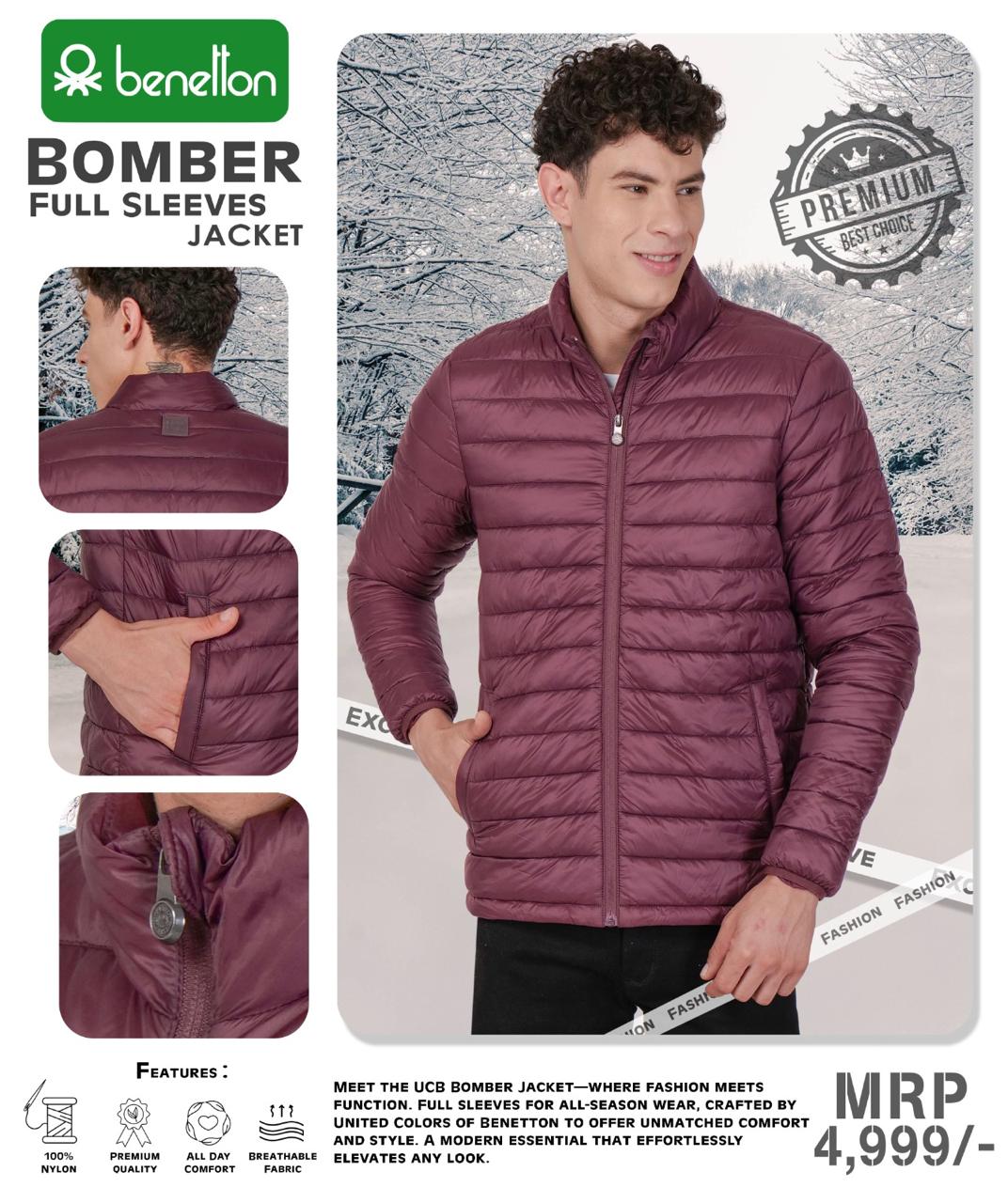 Mahroon Bomber Full Sleeves Jacket