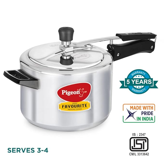 Pigeon by Stovekraft 5 Litre Favourite Aluminium Inner Lid Induction Base Pressure Cooker
