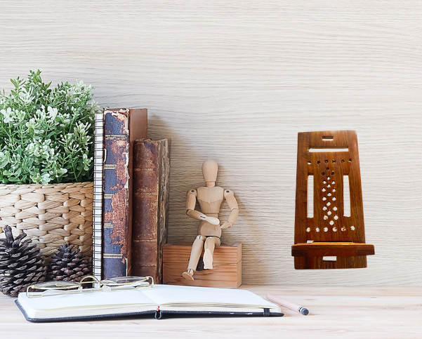 wooden phone stand
